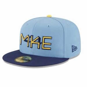 New Era Powder Blue Milwaukee Brewers City Connect 59FIFTY Fitted‎ Hat 7 3/8